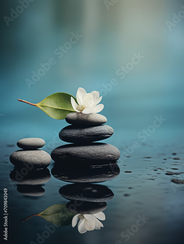 Zen SPA stone water artistic conception picture minimalist photography style composition aesthetic created with Generative Ai