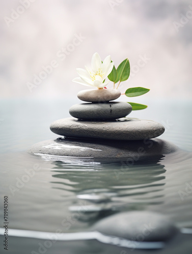 Zen SPA stone water artistic conception picture minimalist photography style composition aesthetic created with Generative Ai