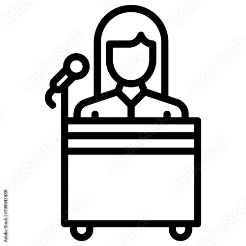 Spokesperson Female icon vector image. Can be used for Public Relations Agency.