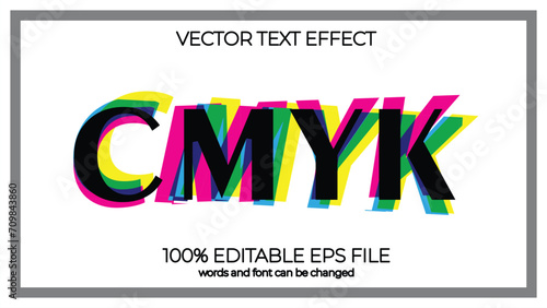 CMYK Retro editable text effect style, EPS editable text effect