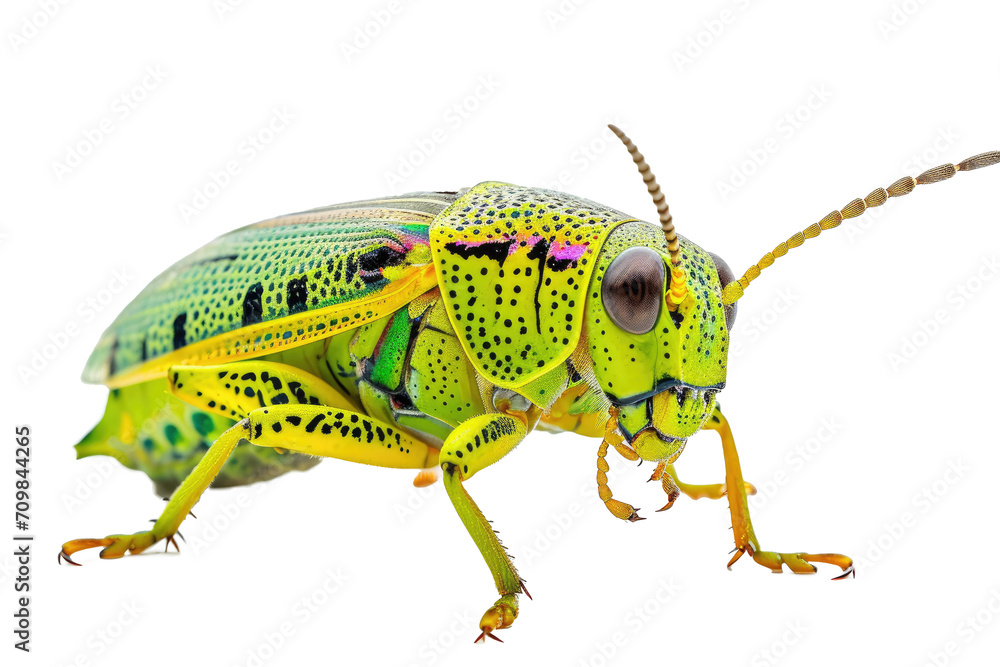 Fototapeta premium Close up of Grasshopper Insect isolated on transparent png background, entomology collection, anatomy of insect concept.