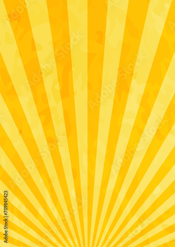 水彩風の和風な集中線　サンバースト　黄色　背景　縦　縦長  バナー