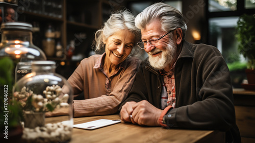 Upset pensioners receive utility bills. The elderly couple is disappointed