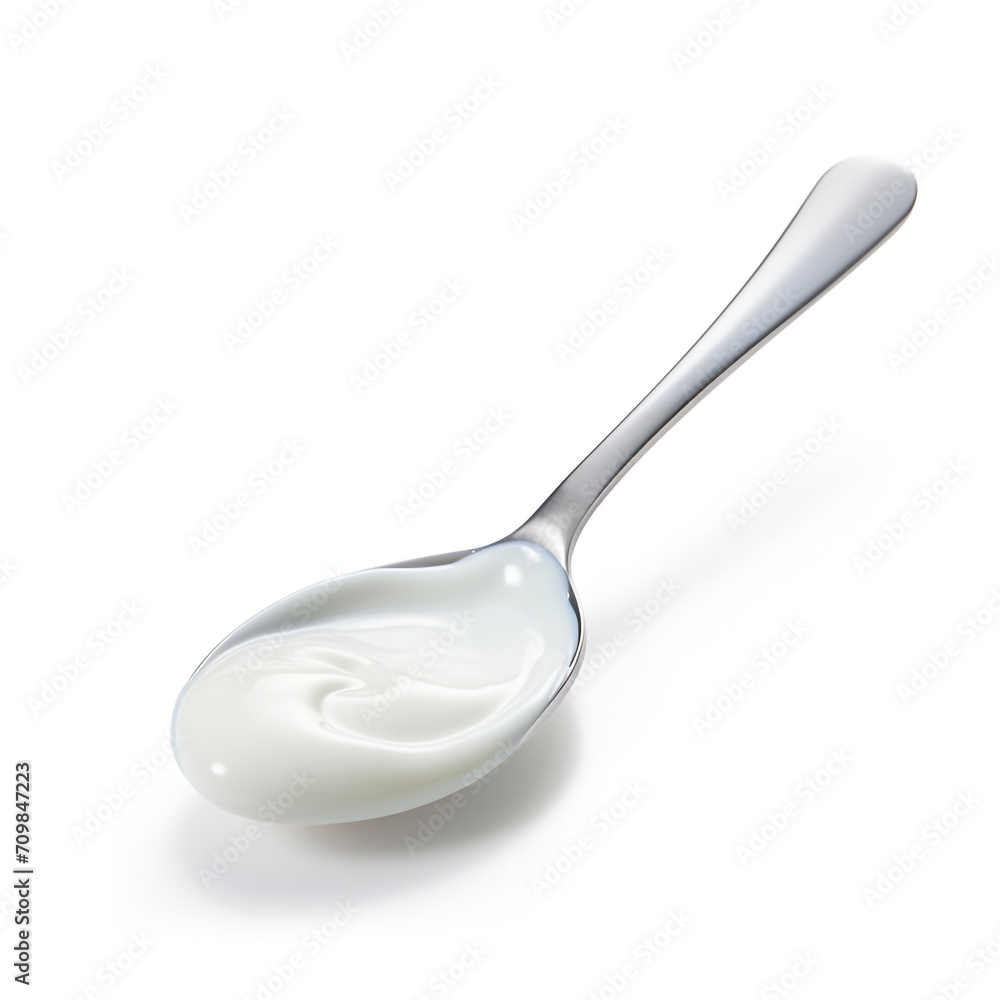spoon with thick thermostatic yogurt created with Generative Ai
