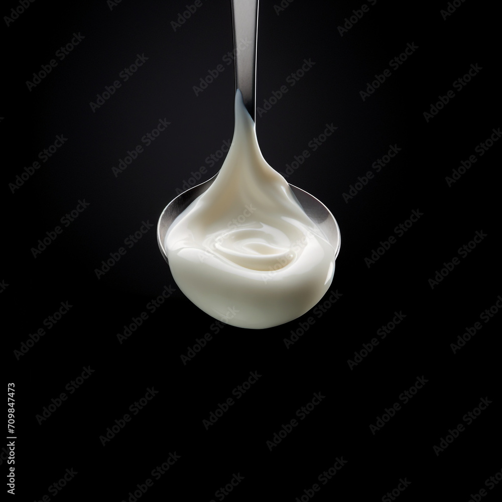 spoon with thick thermostatic yogurt created with Generative Ai spoon with thick thermostatic yogurt created with Generative Ai