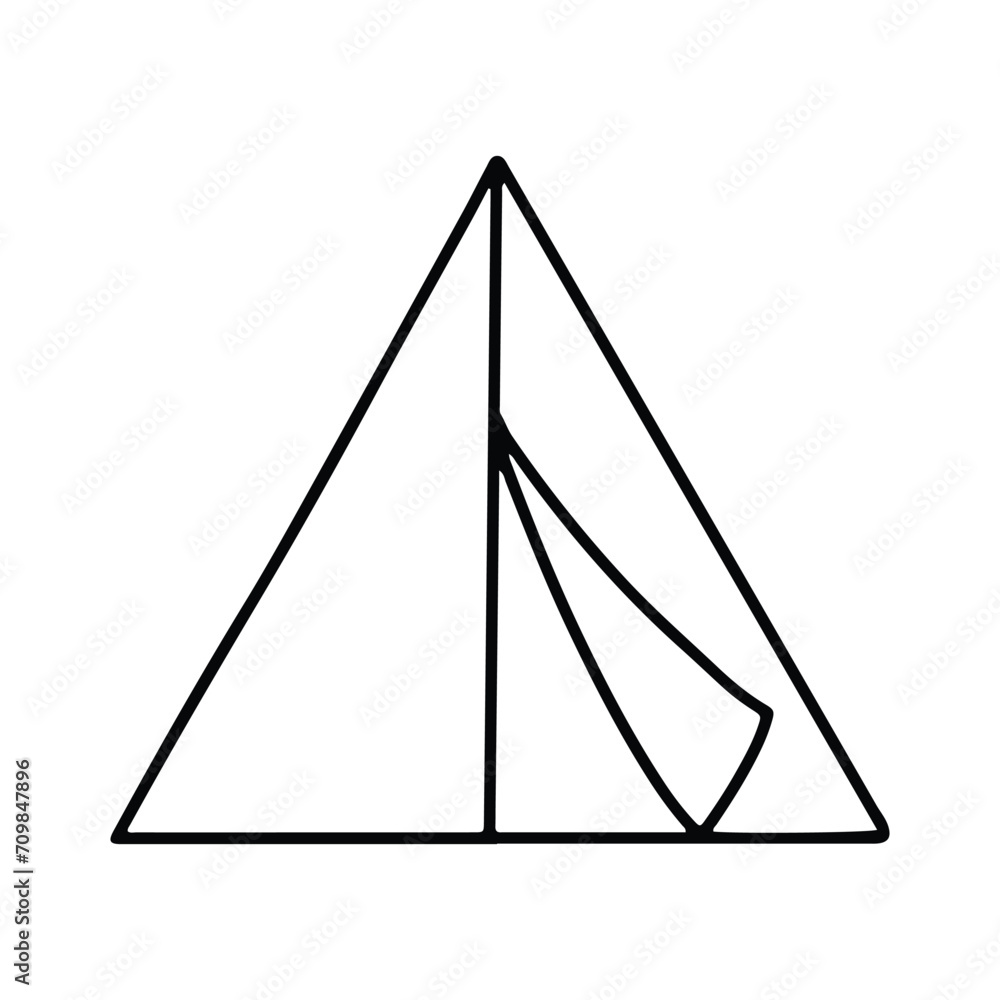 Linear black white tent icon. Simple stock vector illustration isolated on white background. Tent for hiking and traveling. Outline tent for wild life in nature. Can be used as a sticker, symbol, sign Linear black white tent icon. Simple stock vector illustration isolated on white background. Tent for hiking and traveling. Outline tent for wild life in nature. Can be used as a sticker, symbol, sign