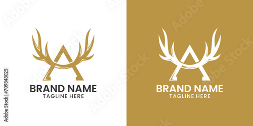 Letter A deer wildlife logo design