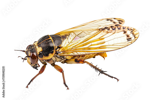 Close up of Cicada Insect isolated on transparent png background, entomology collection, anatomy of insect concept.