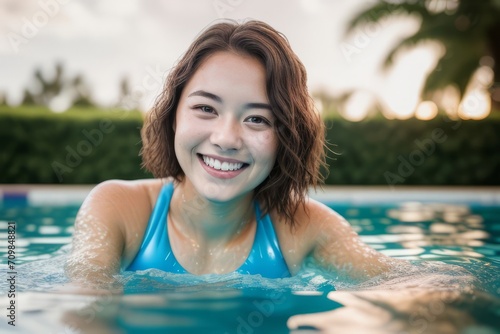young woman in pool