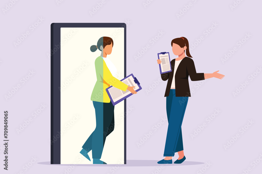 Fototapeta premium Change job or career. Improvement or progression concept. Colored flat vector illustration isolated.