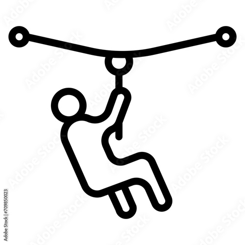 Zip Lining icon vector image. Can be used for Adventure.