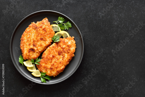 Chicken schnitzel on plate