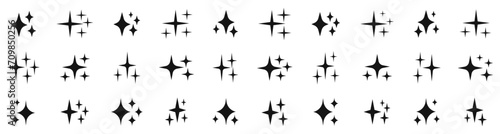 Star vector icons. Sparkle shape icons. Collection of star sparkles symbol.