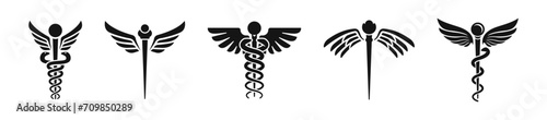 Caduceus medical symbol set. Medicine vector symbols.
