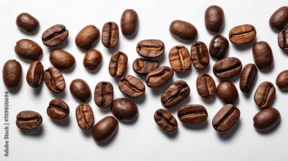 Coffee beans on a white background. Neural network AI generated art Coffee beans on a white background. Neural network AI generated art