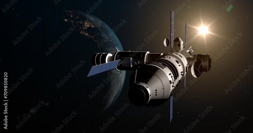 Fototapeta premium Space station in Earth orbit.