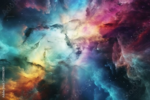 Colorful galactic nebula. Generative AI