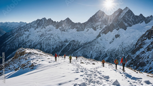 snowy mountains hiking 