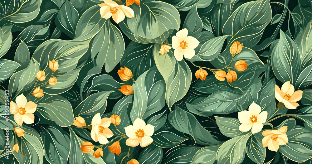 Nature background, abstract white frame in leaves and flowers Nature background, abstract white frame in leaves and flowers