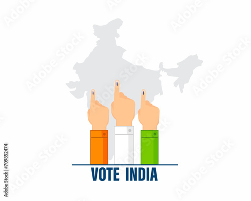 National Voters Day India with India map with 3 hand and voting pointer symbol to vote  for greeting, social media posting