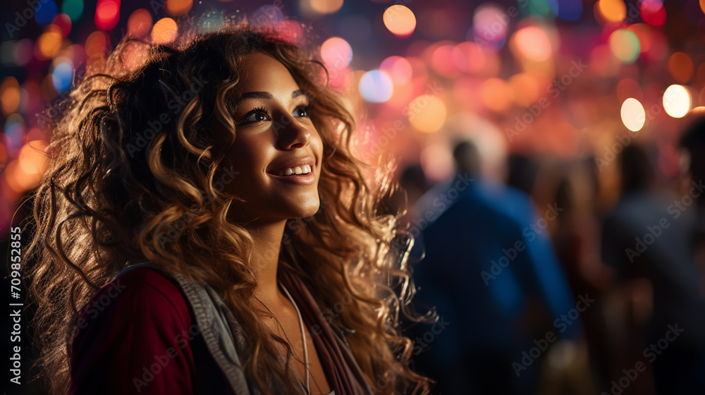 A young girl is with a smartphone at a music festival, texting with her friends. A young girl is with a smartphone at a music festival, texting with her friends.