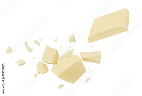 Foto White Chocolate explosion isolated on white background