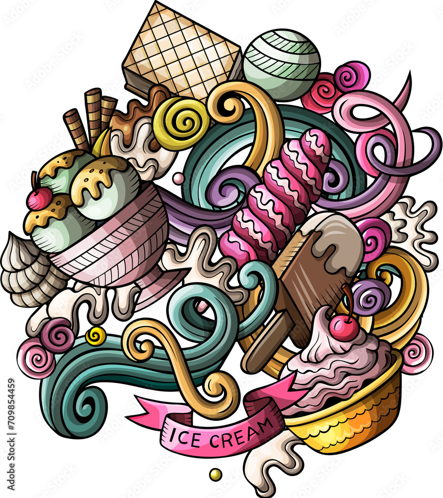 Ice Cream detailed cartoon illustration