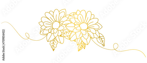 Flower illustration line art style with transparent background 