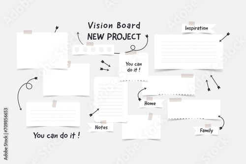 Vector photo collage template moodboard pictures grids vector illustration, vision board	