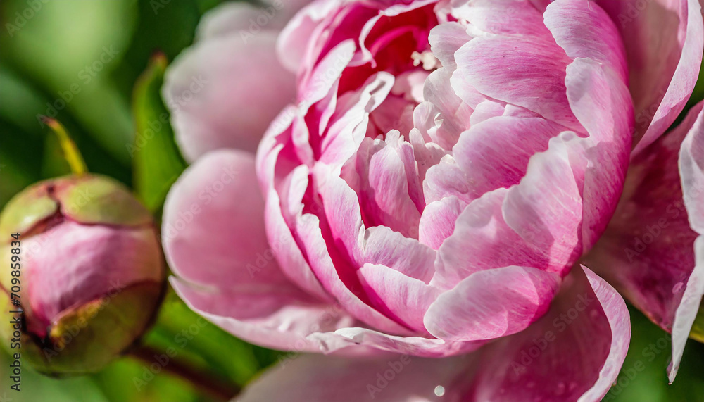 Close up macro view of pink peony flower bud. Floral background pattern Close up macro view of pink peony flower bud. Floral background pattern