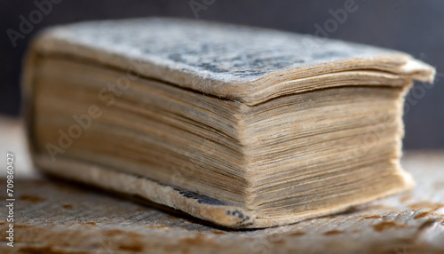 Extreme closeup of an old book from the side