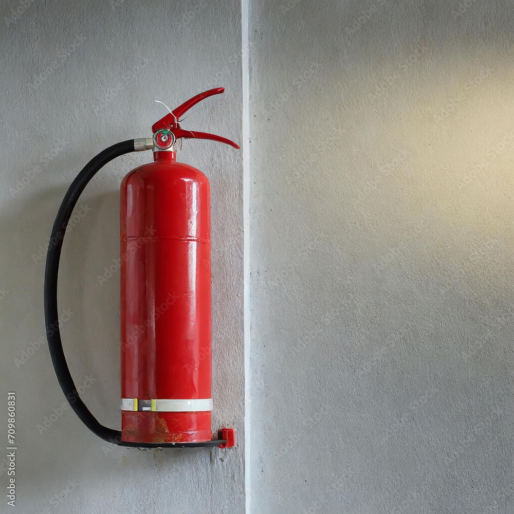 Fire extinguisher on the wall. Fire extinguisher on the wall.