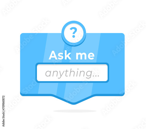 Ask me anything interactive banner design with question mark, a modern vector for FAQs, support services, and help forums