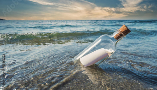 Message in a bottle at the sea