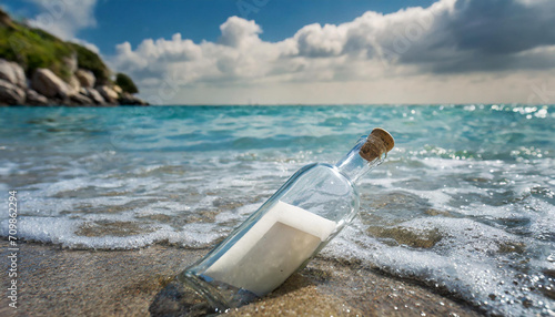 Message in a bottle at the sea