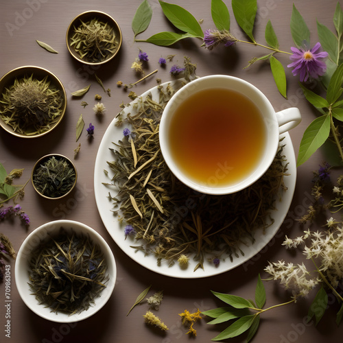 Herbalism and health alchemy herbalist, traditional healing tea – Ai generative
