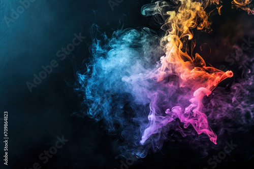 Star made of colourful smoke on black background