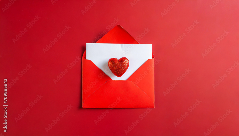red envelope with a heart, love letter for valentine_s day red envelope with a heart, love letter for valentine_s day