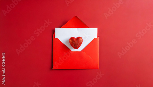 red envelope with a heart, love letter for valentine_s day