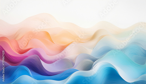 Utilize generative design to depict waves or ripples of different colored powders flowing across the frame, creating a visually appealing and harmonious pattern against the white background