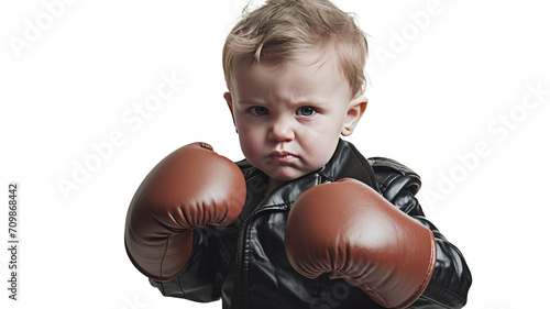 Boxer toddler fighting,transparent background.ai generative © JKLoma