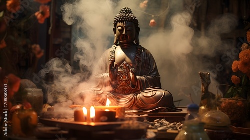 burn incense and worship Buddha