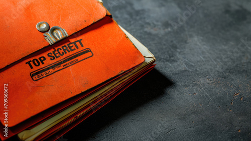 Folders with "TOP SECRET" printed on the cover in a bold, stamped format