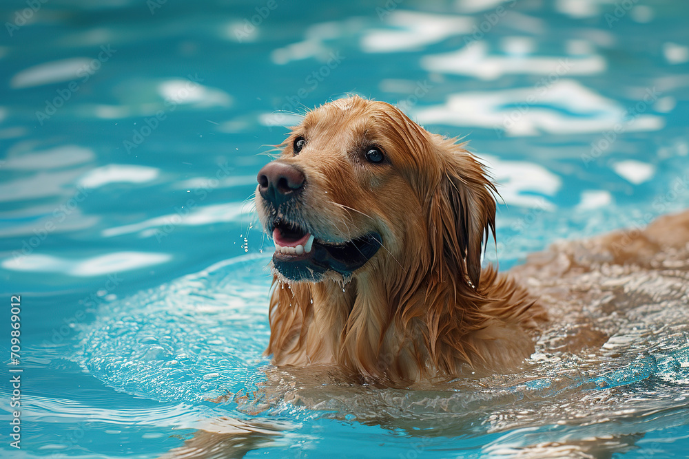 Aquatic Euphoria: Capturing the Pure Joy of a Content Pooch Bathing in the Pool