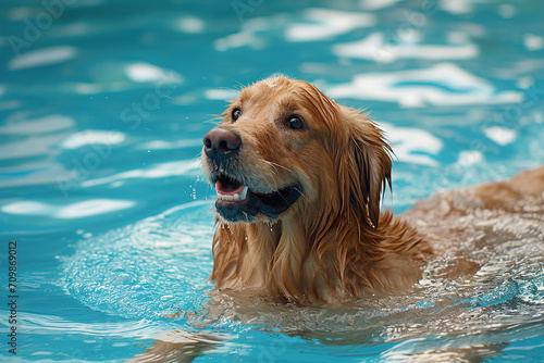 Aquatic Euphoria: Capturing the Pure Joy of a Content Pooch Bathing in the Pool