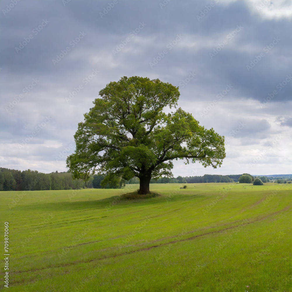 beautiful meadow with a lonely oak growing out of it beautiful meadow with a lonely oak growing out of it