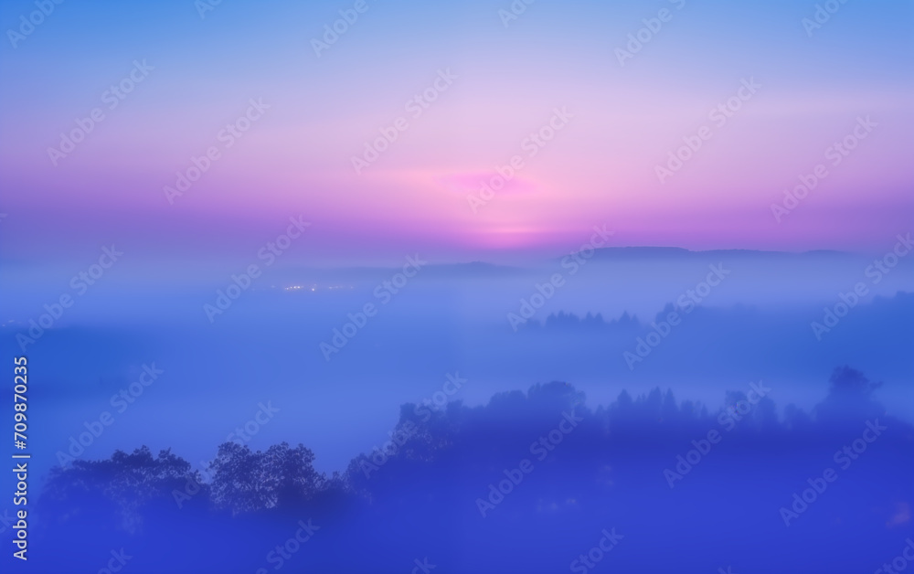 Fototapeta premium Purple toned sunrise mountain scenery,created with Generative AI tecnology.