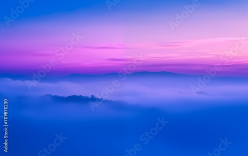 Purple toned sunrise mountain scenery created with Generative AI tecnology.
