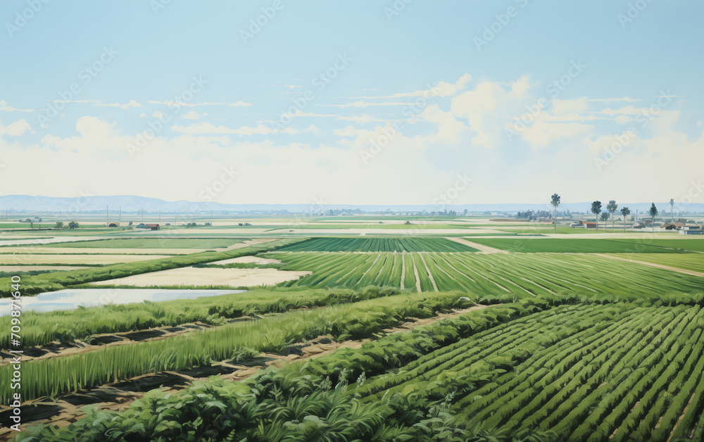 green vast fields,created with Generative AI tecnology. green vast fields,created with Generative AI tecnology.