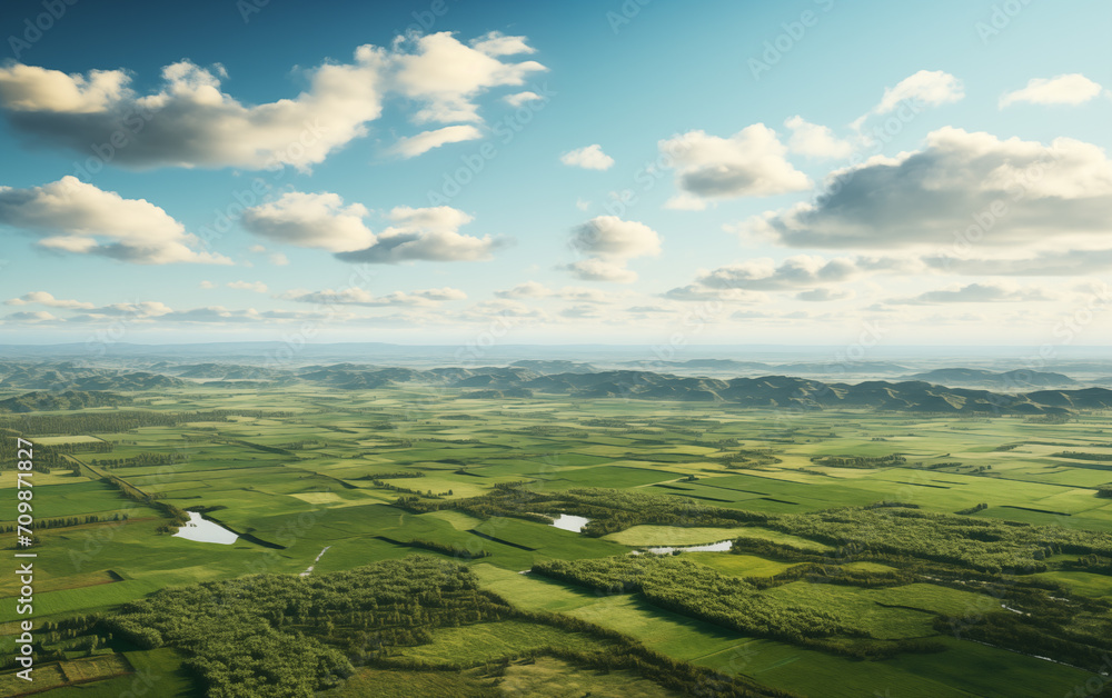 green vast fields,created with Generative AI tecnology.